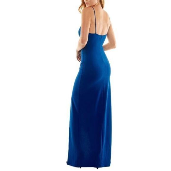 EMERALD SUNDAE - 🎉HP🎉 NWT - L Sz L High-Slit/V-Neck Side Ruched￼ Gown/Royal Blue - Picture 5 of 16